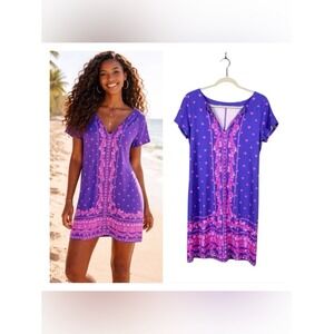 Lilly Pulitzer Sophiletta Dress UPF 50+ Mystical Purple Medium Coastal Beachy